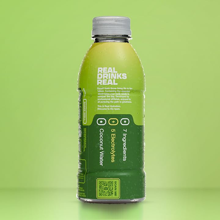 COCO5 Clean Sports Hydration Limon Flavor | 100% Natural | 50% Less Sugar | Nothing Artificial | Non-GMO | Gluten Free | Developed by Pro Trainers for Pro Athletes | 16.9 Ounce (Pack of 12)