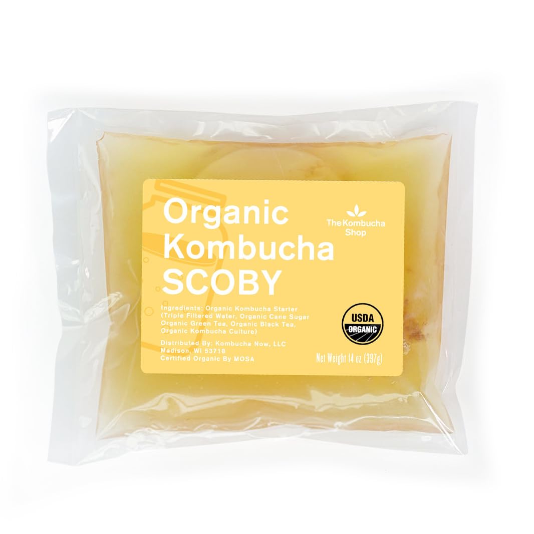 100% Organic SCOBY Kombucha Starter Kit - 100% Guaranteed to Brew - Fresh, Live Culture with Starter Liquid - The Kombucha Shop