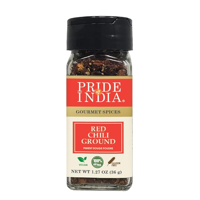 Pride of India | Red Chili Flakes 1.27 oz (36 gm) Small Dual Sifter Jar | Gourmet Spice, Culinary Must Have | Pleasant Heat, Distinct Flavor & Aroma | Sprinkle onto Pizza, Pasta, Pork, Flatbread | Easy to Store | Vegan, Non-Bioengineered
