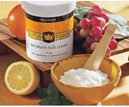 Moisture Rich Massage Cream by Lotus Touch - 100% Pure Grapeseed & Borage Oils - Unscented, Ultra-Hydrating for Skin - Maximum Glide with Minimum Friction - Can be Used on Face & Hands - 1/2 Gallon