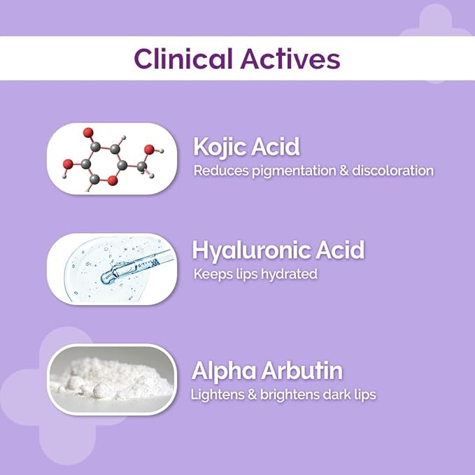 1% Kojic Acid Lip Balm With Alpha Arbutin & Hyaluronic Acid, SPF 30 PA++ for Dark & Pigmented Lips - 4g