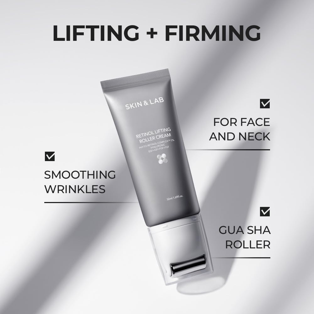 [SKIN&LAB] Anti-aging Rollers Duo Set, includes Bakuchiol Eye and Retinol Lifting Roller, Korean Vegan Skincare Gift Set, Gift for women, Christmas skincare gift set