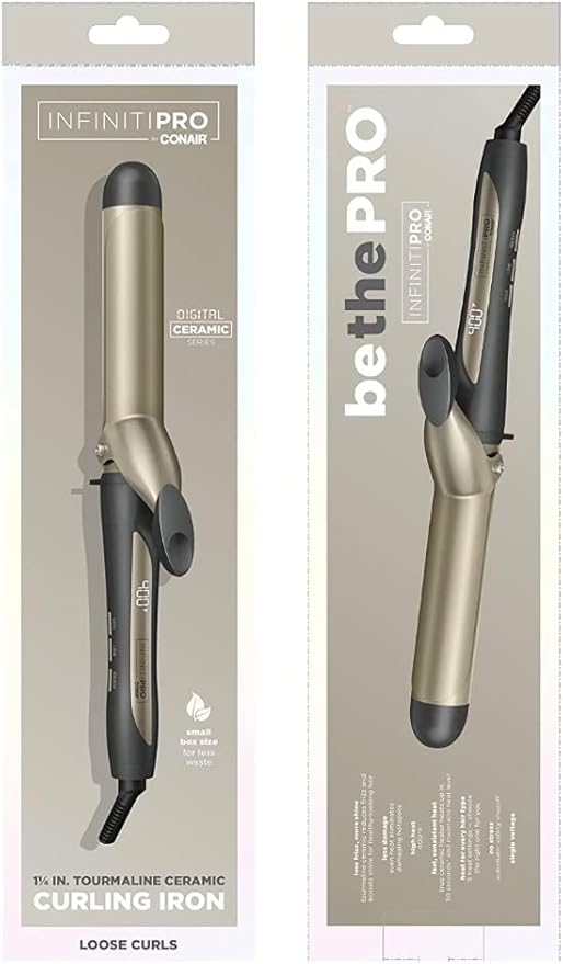 INFINITIPRO BY CONAIR Tourmaline Ceramic 1 1/4-inch Curling Iron, 1 1/4-inch Digital Curling Iron, 1 ¼ inch barrel produces loose curls – for use on medium and long hair