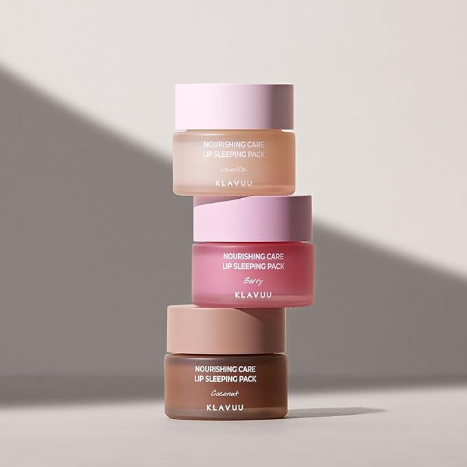 Klavuu Nourishing Care Lip Sleeping Pack - Lip Mask for Exfoliating & Nourishing Lip Treatment Balm for Dry Lips - Natural Moisturizing Lip Oil with - Lip Balm to Repair & Protect Lips 0.7oz (Vanila)