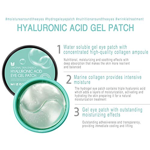 MIZON Triple Hyaluronic Acid Eye Gel Patches – Hydrogel Eye Masks with Seaweed Extract for Deep Hydration, Plumping & Soothing – 60 Pcs Under-Eye Treatment for Dryness & Fine Lines