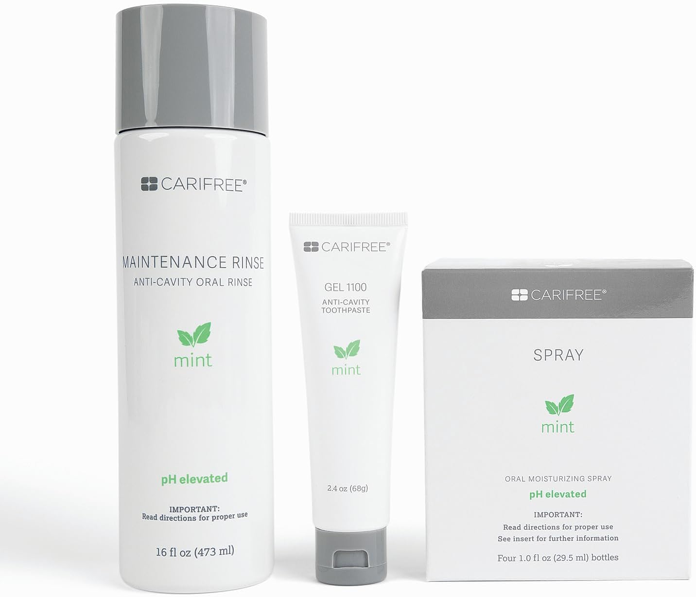 CariFree Maintenance & Prevention Starter Kit, Mint | Anti-Cavity Fluoride Toothpaste & Mouthwash Freshens Breath and Moistens Mouth | Dentist Recommended for Oral Care (3 Piece Set)
