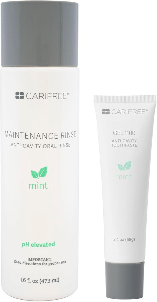 CariFree Maintenance & Prevention Kit, Mint | Anti-Cavity Fluoride Toothpaste & Mouthwash Freshens Breath and Moistens Mouth | Dentist Recommended for Oral Care (2 Piece Set)