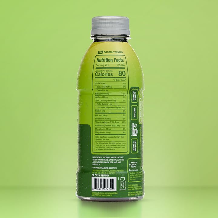 COCO5 Clean Sports Hydration Limon Flavor | 100% Natural | 50% Less Sugar | Nothing Artificial | Non-GMO | Gluten Free | Developed by Pro Trainers for Pro Athletes | 16.9 Ounce (Pack of 12)