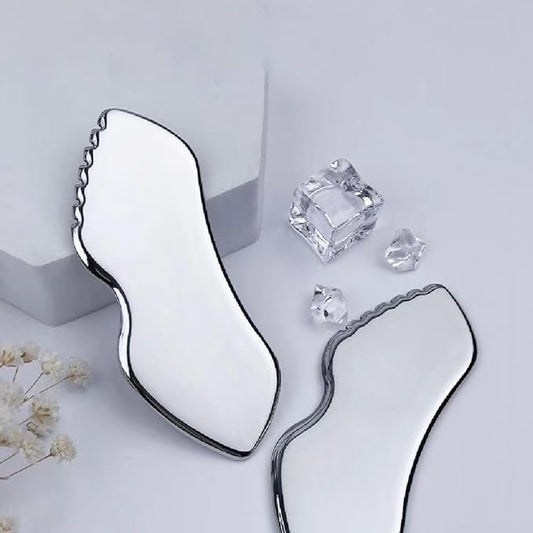 Generic Stainless Steel Gua Sha Tools for Face, Metal Guasha Board Facial Tool Lymphatic Drainage Skin Care Massager for Body Eyes Neck, Silver