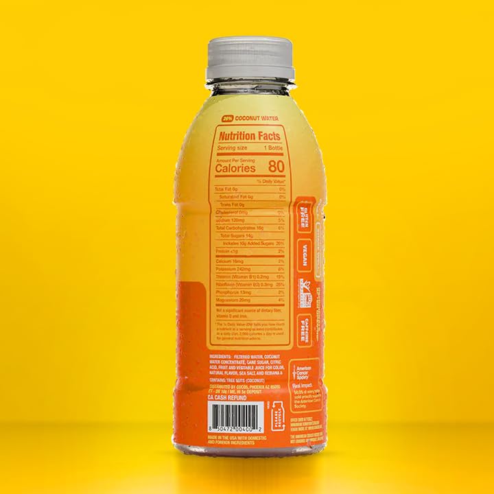 COCO5 Clean Sports Hydration Pineapple Flavor | 100% Natural | 50% Less Sugar | Nothing Artificial | Non-GMO | Gluten Free | Developed by Pro Trainers for Pro Athletes | 16.9 OZ (Pack - 12)