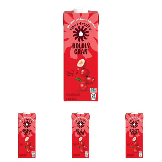 Revl Fruits™ 100% Juice, Boldly Cran™ Cranberry Juice, No Added Sugar, 32 fl oz. Carton (Pack of 4)
