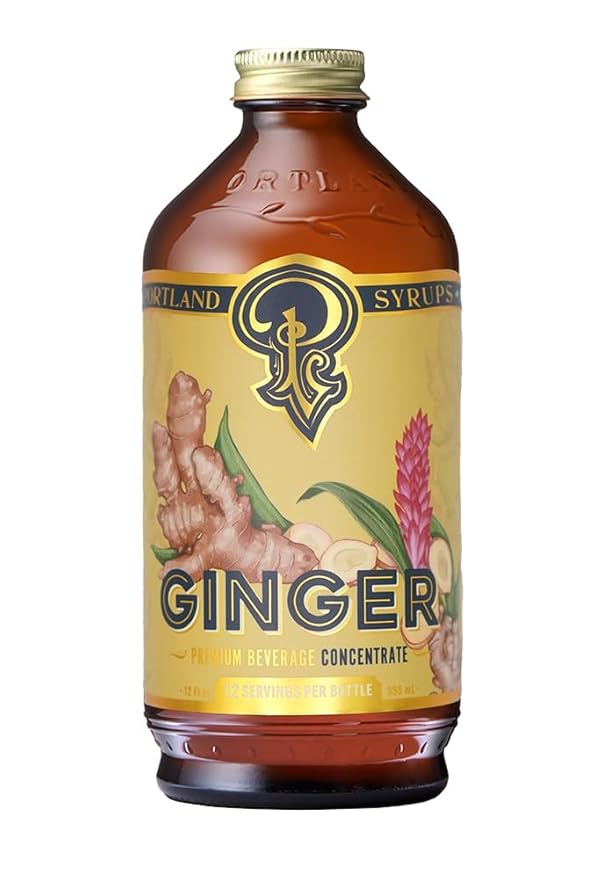 Portland Syrups Authentic Ginger Syrup - Premium Beverage Concentrate for Cocktails, Mocktails, Sodas, and More - Organic Ginger and Cane Sugar - 12oz bottle, 12-24 servings (Pack of 1)