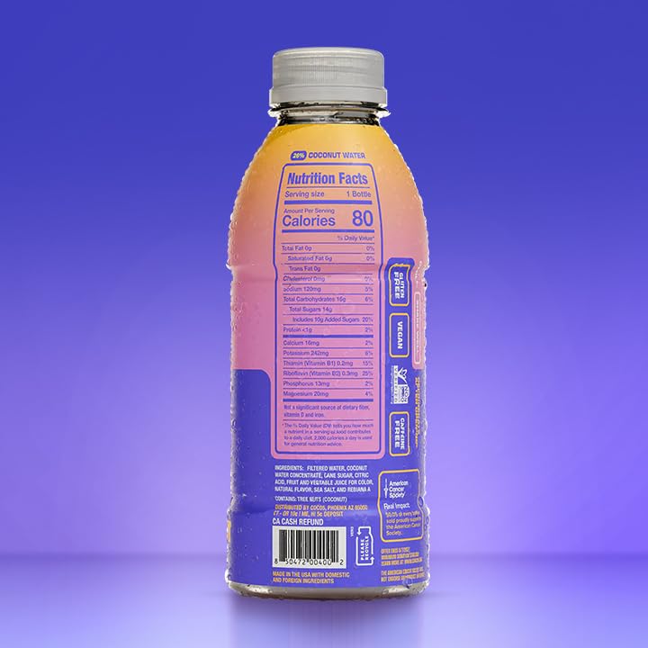 Coco5 Clean Sports Hydration Passion Fruit Flavor | 100% Natural | 50% Less Sugar | Nothing Artificial | Non-GMO | Gluten Free | Developed by Pro Trainers for Pro Athletes | 16.9 OZ (Pack - 12)