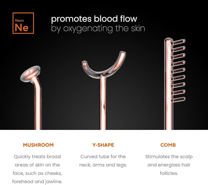 NuDerma Professional Skin Therapy Wand - Portable Skin Therapy Machine with 6 Neon & Argon Wands – Boost Your Skin – Clear Firm & Tighten