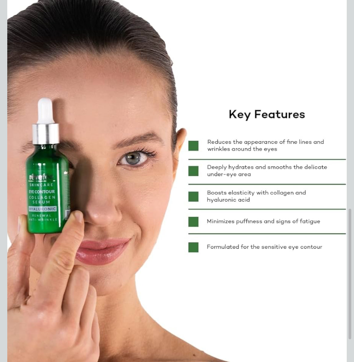 Collagen Hyaluronic Acid Serum. Reduces Dark circles. Puffy Eyes, Wrinkles, Under Eye Bags, Fine Lines, Anti-Aging, Hydrating Complex Eye Contour Serum, Effective Formula.