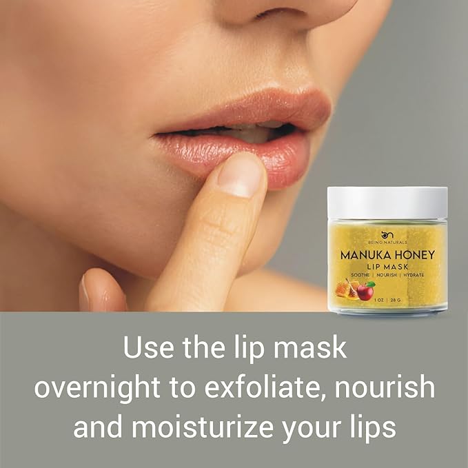 Lip Mask & Lip Balm - leave-on Overnight repair and nourish lip mask or lightweight non-sticky daytime lip care with Vitamin C, Antioxidants, Manuka honey, Stem cells, 1 oz.