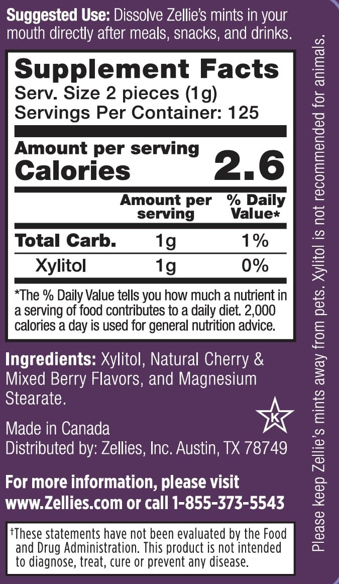 Zellie’s | 100% Xylitol | Gum Gift Set | Peppermint, Spearmint, Fresh Fruit, & Cinnamon | No Aspartame, Gluten Free, Vegan & Kosher Gum (100 Count – Pack of 4)