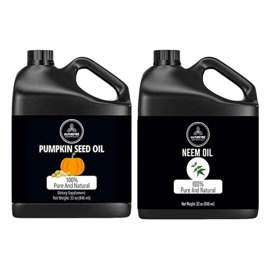 Naturevibe Botanicals Pumpkin Seed Oil 32oz and Neem Oil 32oz | Oil Combo