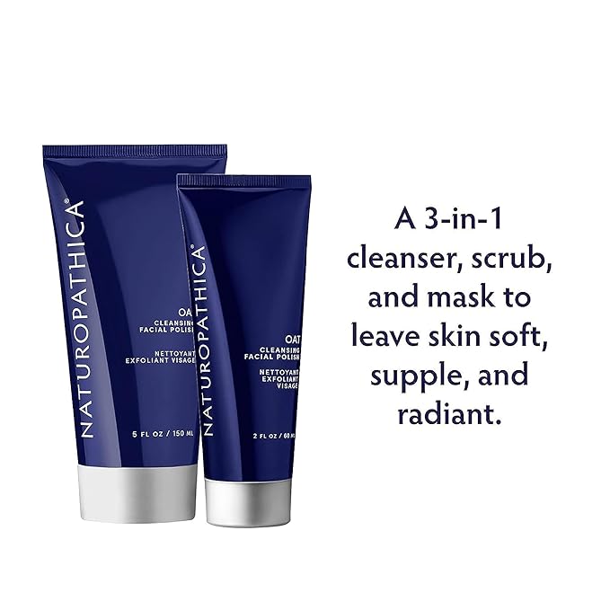 Naturopathica Oat Cleansing Facial Polish - Multi-Use Facial Cleanser - Face Scrub & Mask - Exfoliating Face Wash for Women & Men - Gentle Exfoliating - 5 floz