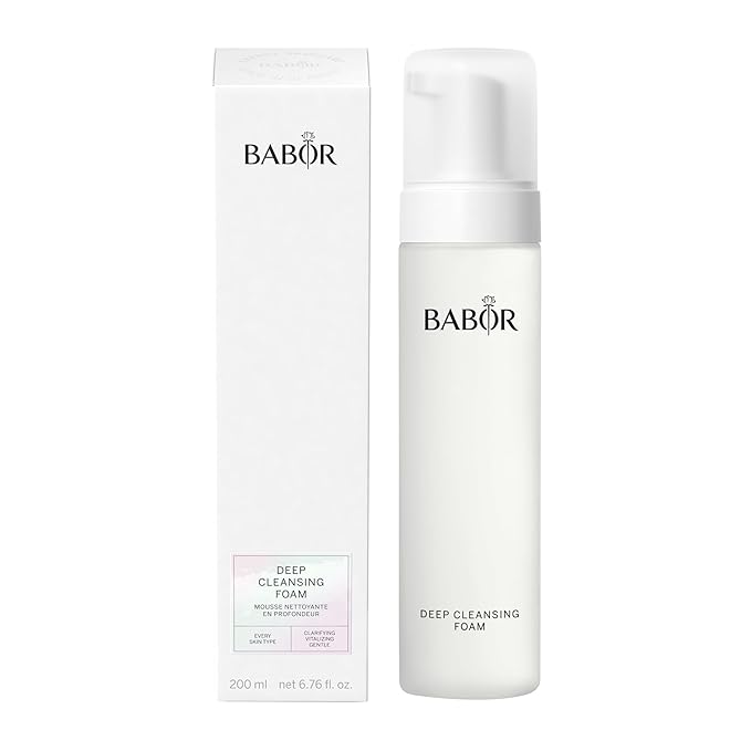 BABOR Deep Cleansing Foam, Gentle Facial Wash Removes Impurities While Balancing Moisture, Hydrating Cleanser Infused with Glycerin, Leaves Skin Soft & Radiant, 6.7 oz