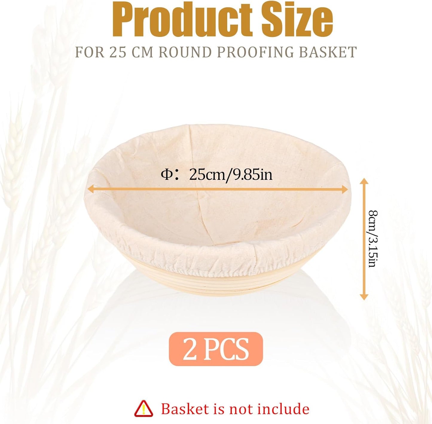 2 Pcs Bread Proofing Basket Cloth Liner Baking Dough Basket Cover Natural Rattan Banneton Proofing Cloth for Bakery Home Baking, about 10 inch
