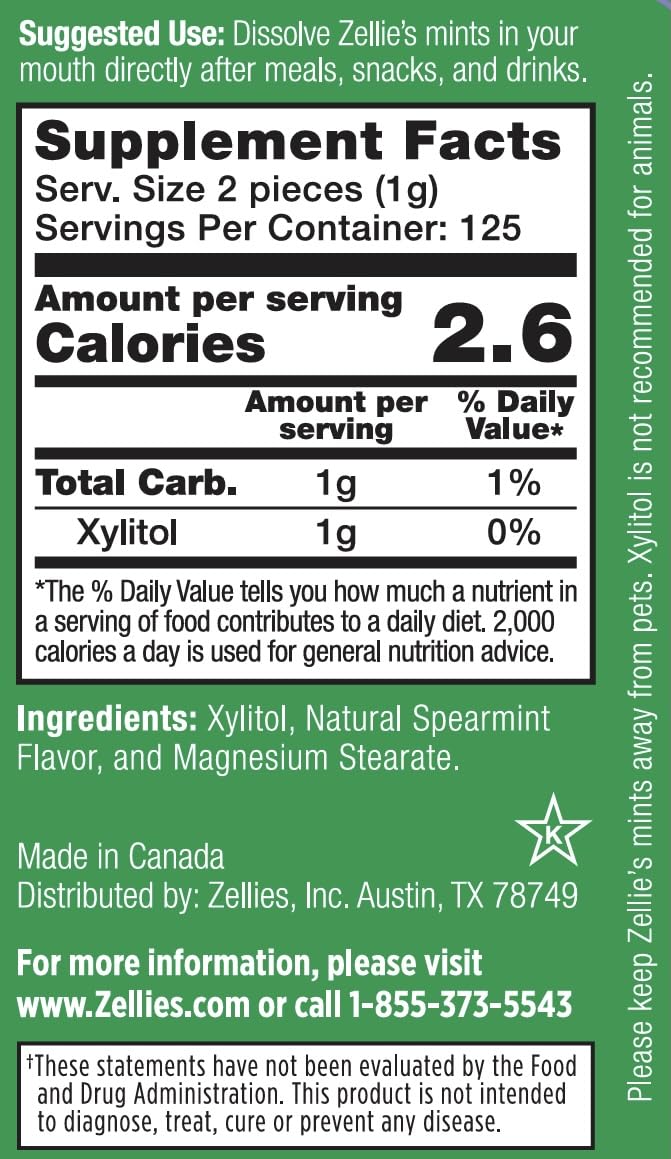 Zellie’s | 100% Xylitol | Gum Gift Set | Peppermint, Spearmint, Fresh Fruit, & Cinnamon | No Aspartame, Gluten Free, Vegan & Kosher Gum (100 Count – Pack of 4)