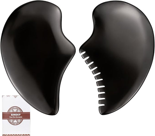 Bian Stone Gua Sha Facial Tools Scraping Massage Face Guasha Board Scraping Plate(Seahorse 2pcs)