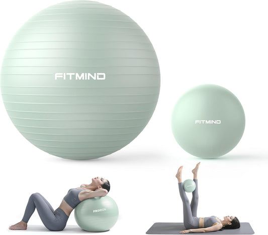 Exercise Balls Set 22-30 Inch & 9 Inch, Small Pilates Ball with Pump, Pregnancy Ball for Women, Yoga Balls for Exercise, Small Exercise Ball for Between Knees, Stability, Physio Green