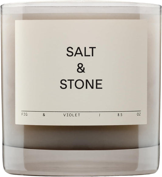 SALT & STONE Scented Candle for Women & Men | Hand-Poured, Aromatic & Fragrant | Coconut & Soy Blend Wax | 100% Cotton Wick | Long-Lasting 50 Hour Burn Time (8.5 oz) (Fig & Violet)
