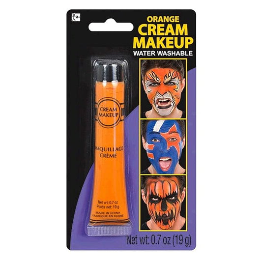 Vibrant Orange Cream Makeup (0.7 oz.), Long-lasting & Easy-to-apply - Face Paint For Costume Parties & Performing Arts (18 Pack)