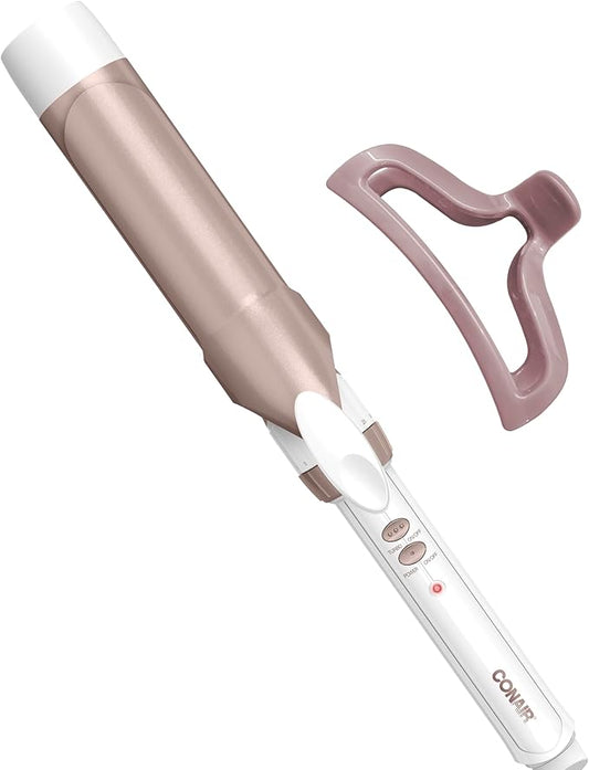 Conair Double Ceramic 1 ½-Inch Curling Iron with Claw Clip, 1.5-Inch Barrel Creates Soft Waves, Hair Waver for Use on Medium and Long Hair, White