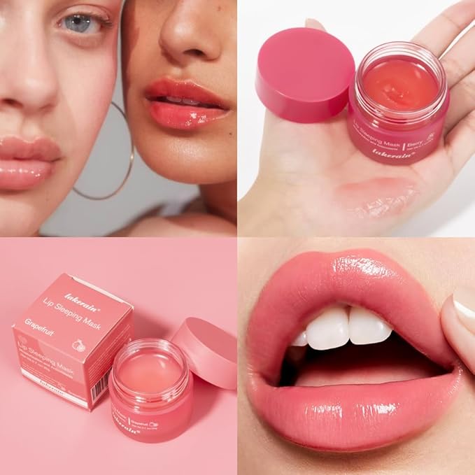 Lip Sleeping Mask,lip Mask With Vitamin C, Antioxidants,lip Mask Overnight,Improves Dryness,Nourishes And Hydrates,Brighten Lip Colour,Reduce Lip Lines 0.7 Fl Oz (03#grapefruit)
