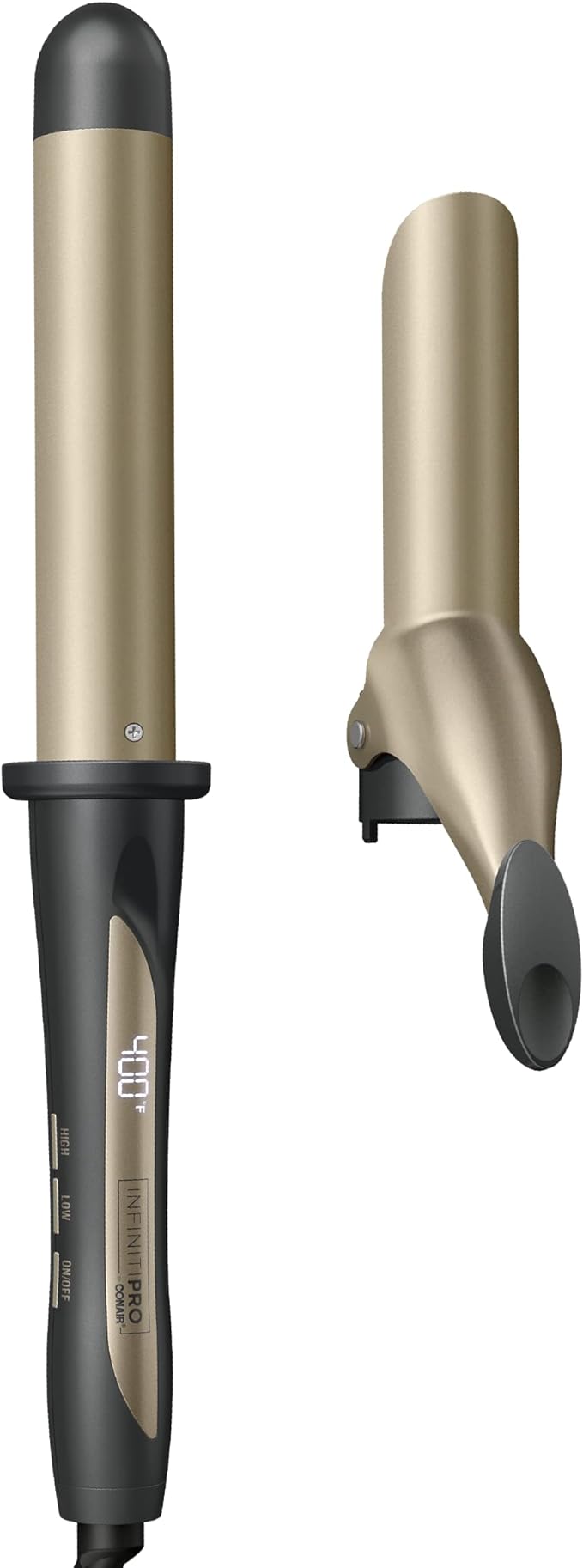 INFINITIPRO BY CONAIR 1 1/4 Inch Curling Wand, Includes Detachable Clip turning Wand into Curling Iron producing loose curls, Straight wand produces flawless waves – for use on medium and long hair