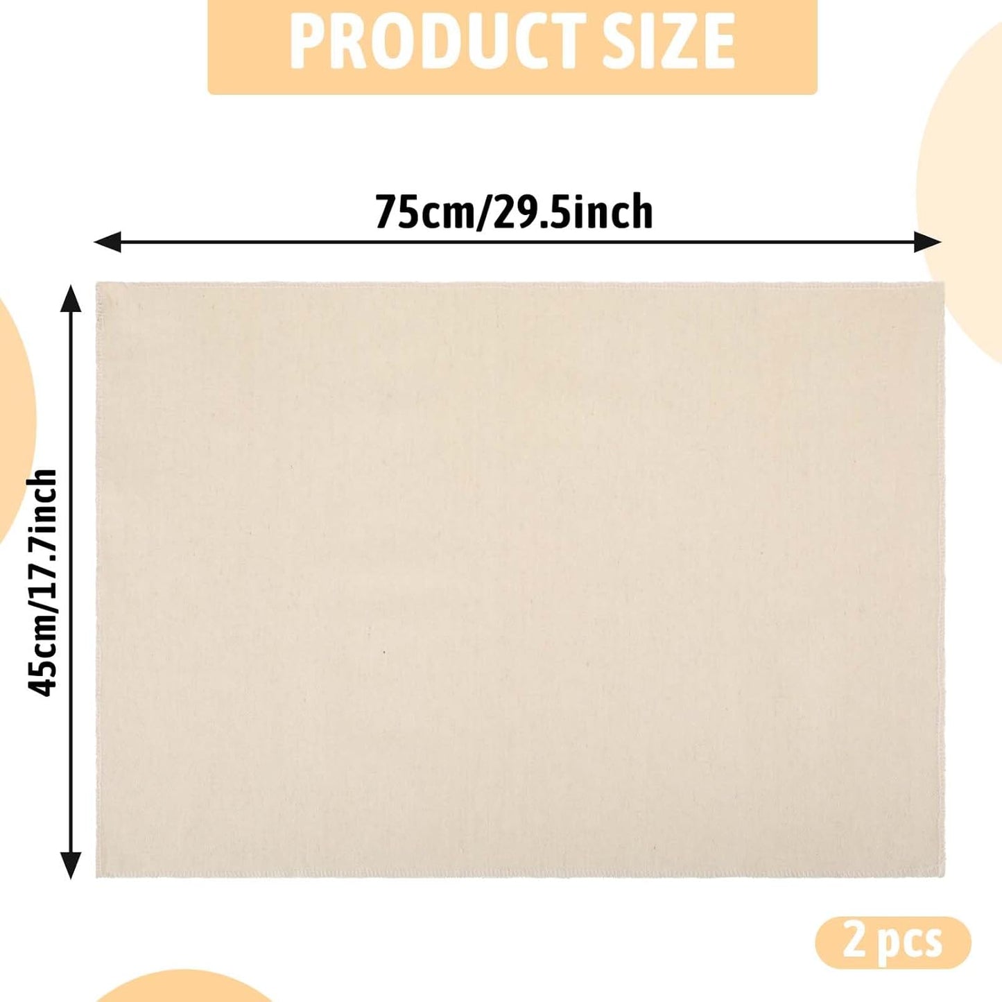 Mozeat Lens Proofing Cloth for Bread Baking 2PCS 17x29 Inches Linen Cloth Reusable Bread Proofing Cloth Thick Baking Bread Cloth for Rolling Dough, Baguettes, Loaves, Pastry, Homemade Bread