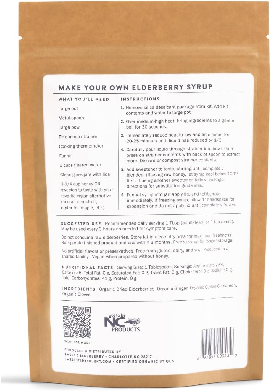 Elderberry Syrup Do-It-Yourself Kit | Certified USDA Organic | Yields up to 32 oz of Syrup | Immune Support | Includes Organic Spice Blend | Black Elderberry | Easy to Prepare