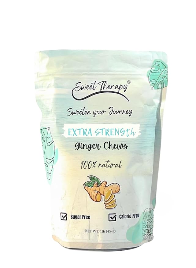 Sweet Therapy Extra strength Ginger Chews Sugar Free - Sugar free ginger candy - Sugar free Candy -Sugar free snacks -Zero sugar candy - Calorie free candy - Double Strength ginger chews