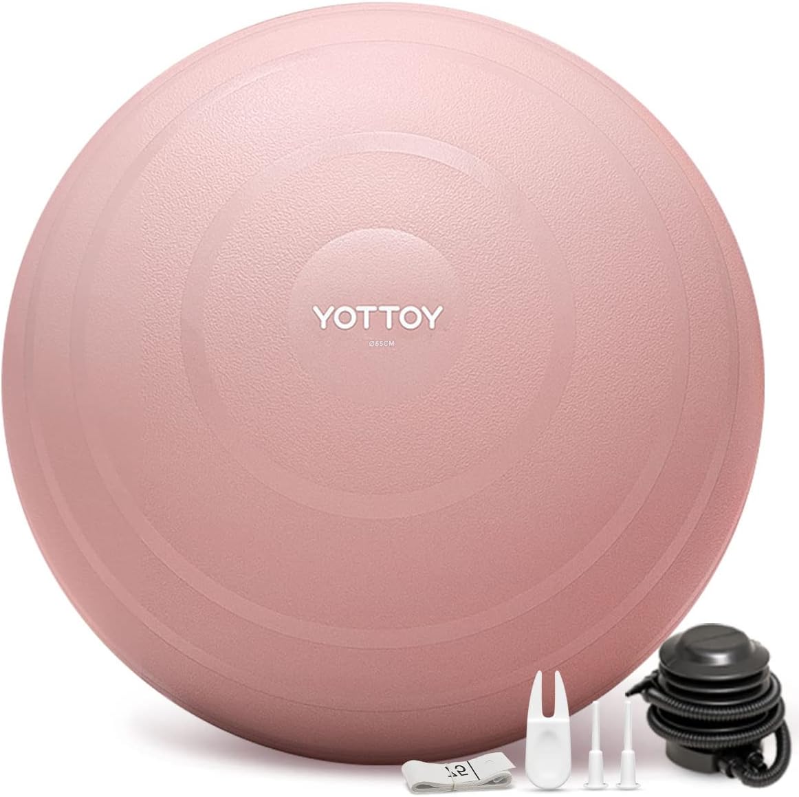 Anti-Burst Exercise Ball for Working Out, Yoga & Pregnancy, Extra Thick Workout Ball for Physical Therapy & Fitness (Pink)