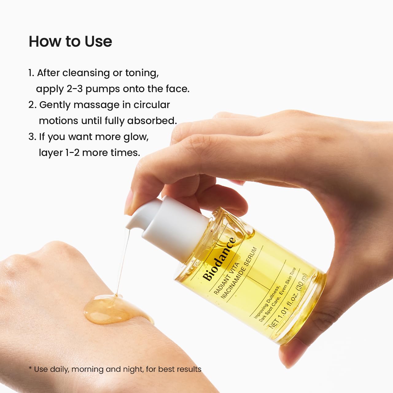 BIODANCE Radiant Vita Niacinamide Serum, Brightening, Dark Spot Care, Hydrating for Sensitive Skin, Filter Glow Serum for All Skin Types, Korean Skincare | 1.01 floz x 1 ea