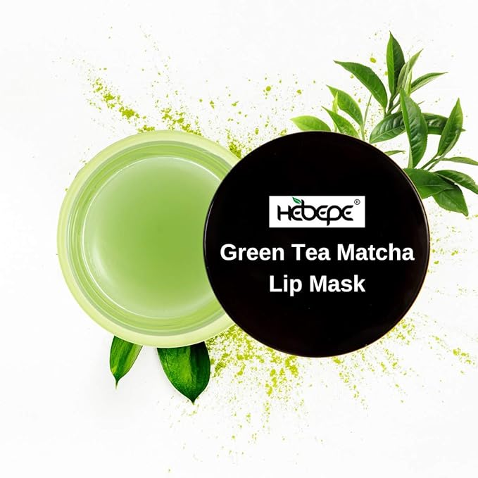 Green Tea Matcha Lip Sleeping Mask Overnight with Applicator, Dry Lips Treatment with Coconut Oil, Vitamin E, Fig Extract, Orchid, and Shea Butter, Moisturizer for Dry, Chapped, Cracked Lips
