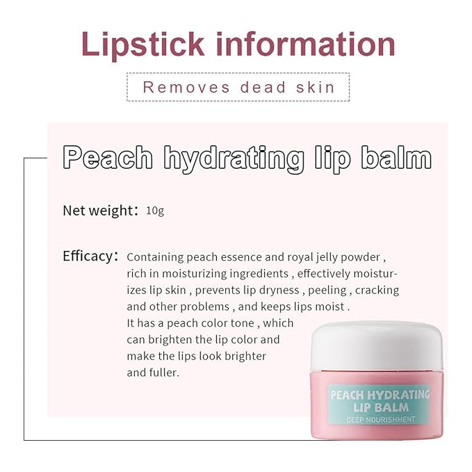 4 In 1 Peach Lip Care Kit With Lip Exfoliator Scrub And Moisturizer, Peach Scrub Bubble, Hydrating Lip Mask, Lip Scrubs Gentle Exfoliating, Instant Moisturizing, Lip Balm Hydrating For Very Dry Lips