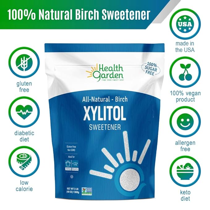 Health Garden Birch Xylitol Sweetener - Non GMO - Kosher - Made in the U.S.A. - Keto Friendly (10 lbs)