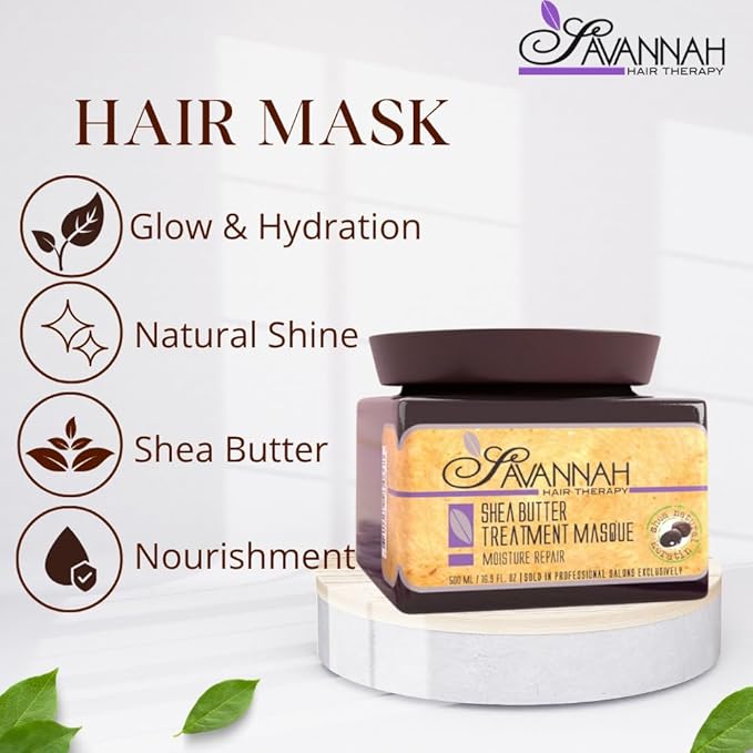 Savannah Deep Conditioning Hair Mask – Restores Shine & Softness to Dry, Curly, or Chemically Treated Hair – Anti-Frizz, Hydrating Formula with Keratin & Shea Butter – 500ml (16.9 oz)