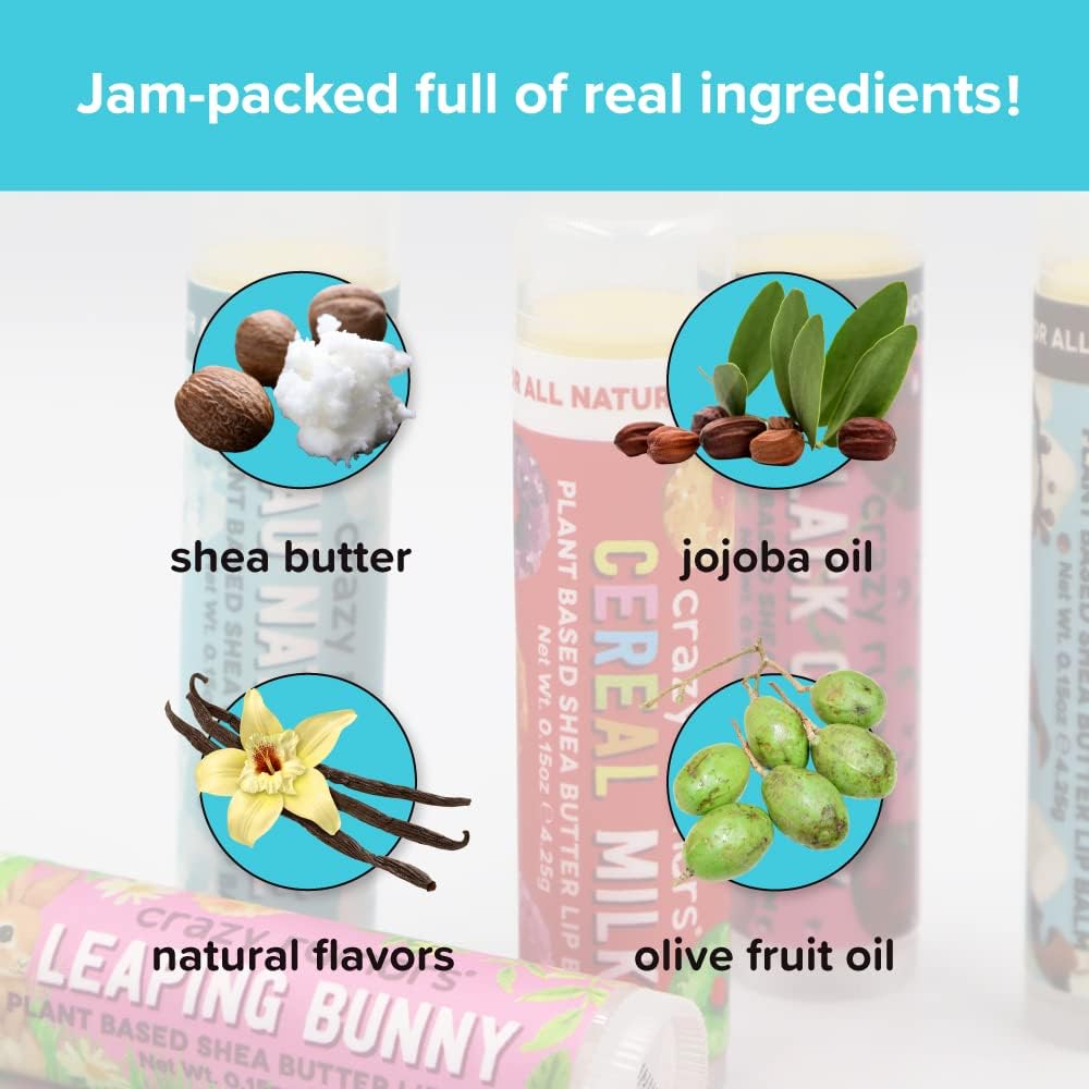 Crazy Rumors Fruit Mix Lip Balm 4-Pack Mix 100% Natural, Vegan, Plant-Based, Made in USA