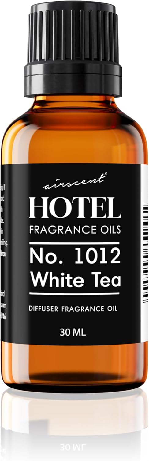 AirScent Hotel Diffuser Oil No. 1012 Inspired by The White Tea Hotel Scent - Premium Fragrance Oil for Ultrasonic and Waterless Diffusers and Crafting - 10 mL, 0.34 fl oz Glass Dropper Bottle