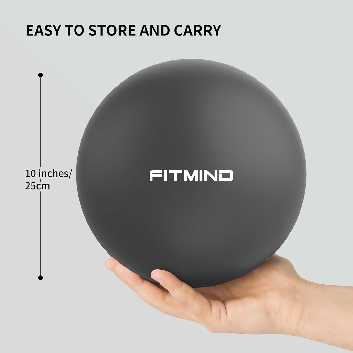 Pilates Ball 10 Inch Anti-Burst Slip Resistant Mini Yoga Ball for Fitness, Core Training, Physical Therapy, Balance, Stability, Stretching 200kg 440lbs Capacity  Black