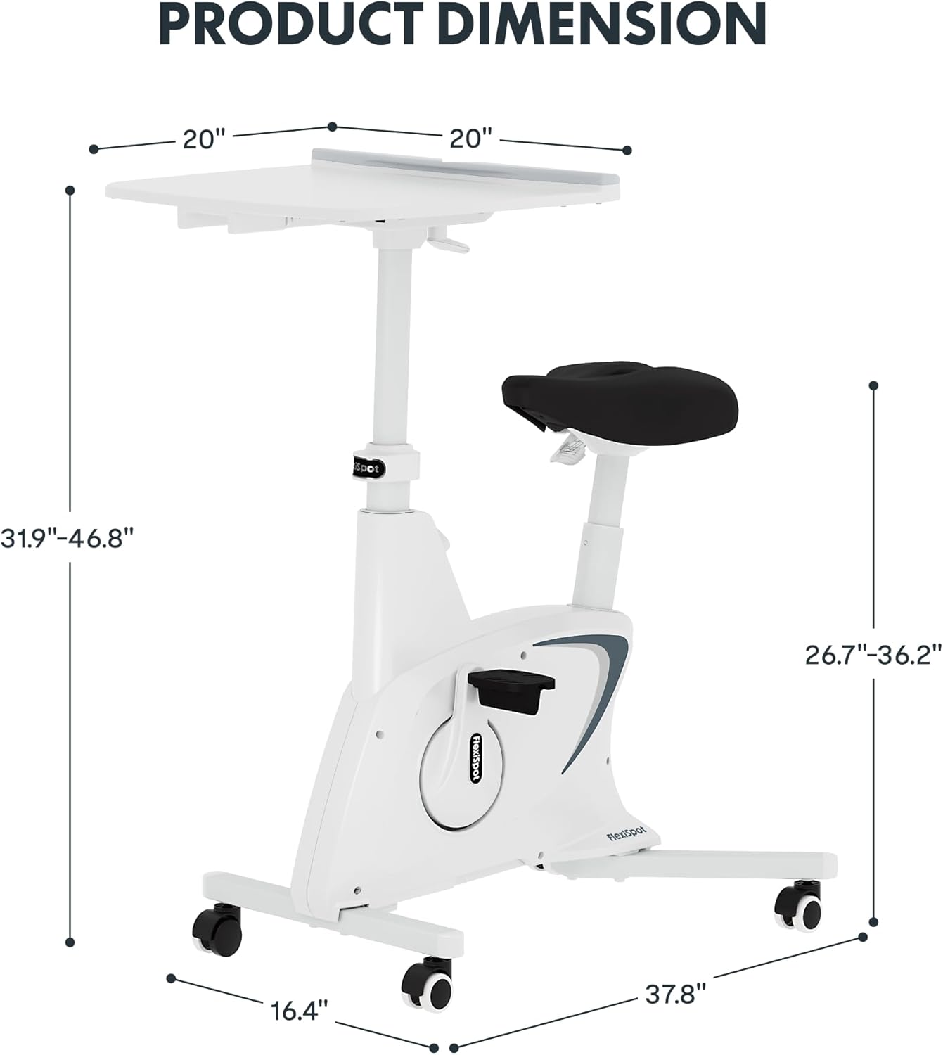 FLEXISPOT Exercise Bike with 2D Desktop, Space Saving Under Desk Bike with Removable Desk, Stationary Bikes Indoor Bikes with 300LBS Heavy Duty 8-Level Resistance Flywheel Optional LCD, V9PRO/V9MAX