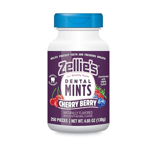 Zellies | 100% Xylitol Cherry Berry Breath Mints | No Aspartame, Gluten Free, Vegan & Kosher Mints (250 Count - Pack of 1)