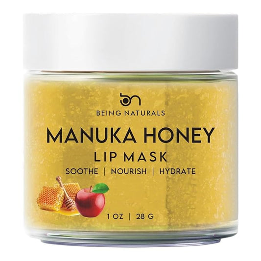Lip Mask & Lip Balm - leave-on Overnight repair and nourish lip mask or lightweight non-sticky daytime lip care with Vitamin C, Antioxidants, Manuka honey, Stem cells, 1 oz.