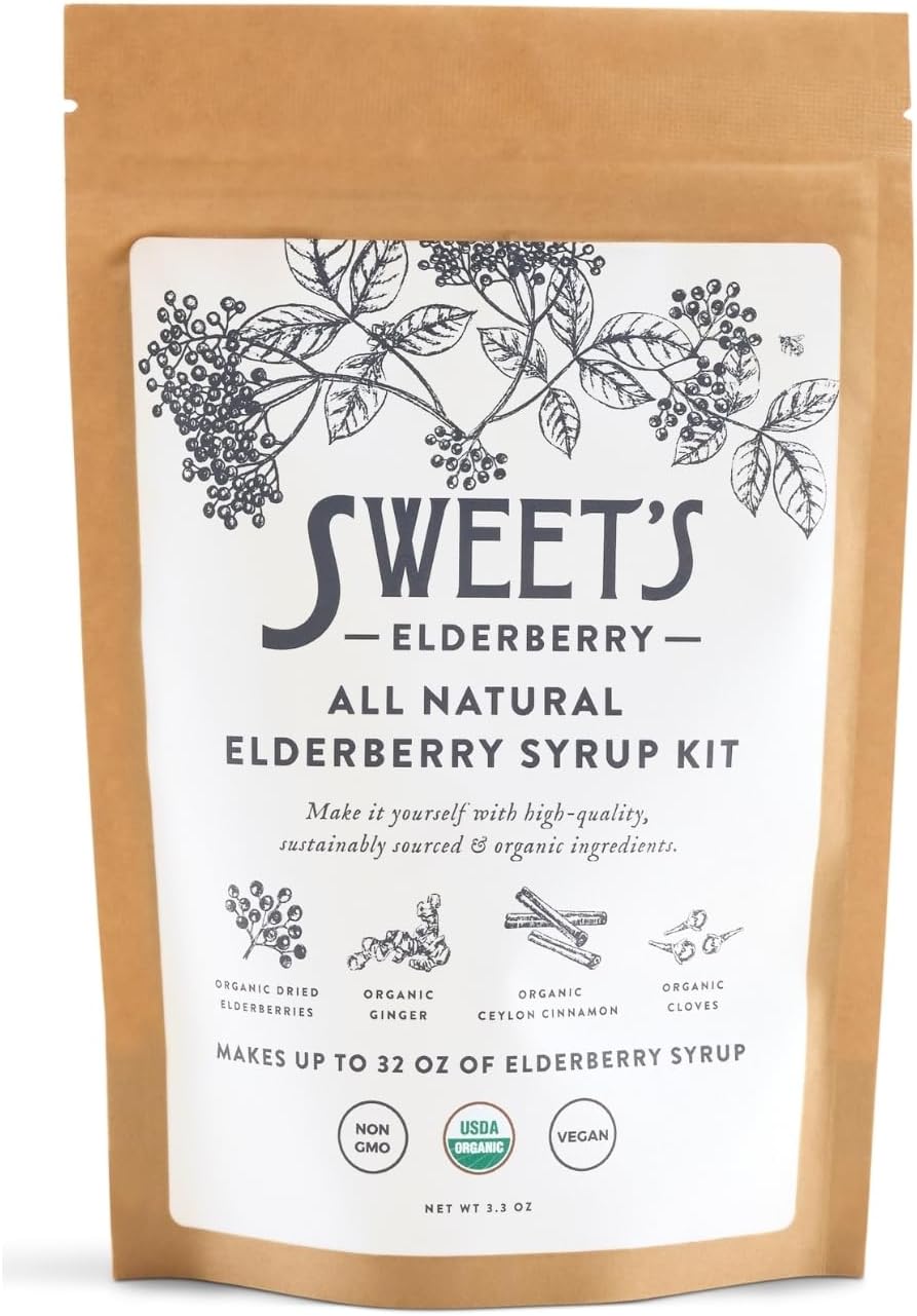 Elderberry Syrup Do-It-Yourself Kit | Certified USDA Organic | Yields up to 32 oz of Syrup | Immune Support | Includes Organic Spice Blend | Black Elderberry | Easy to Prepare