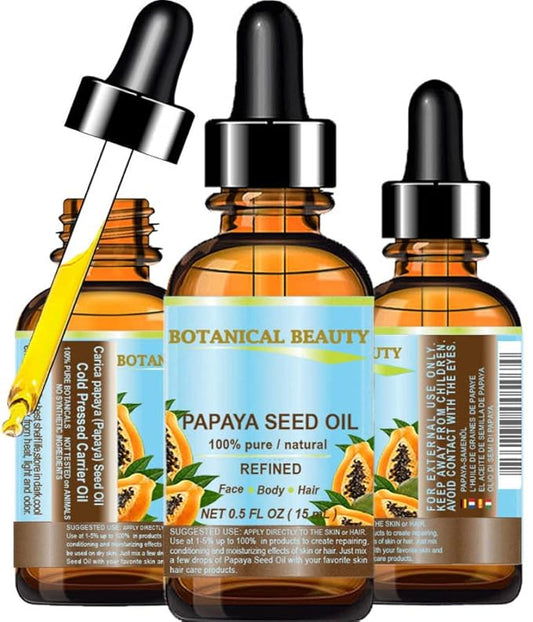PAPAYA SEED OIL. 100% Pure / Natural / Undiluted /Refined Cold Pressed Carrier Oil. 0.5 Fl.oz.- 15 ml. For Skin, Hair And Lip Care.